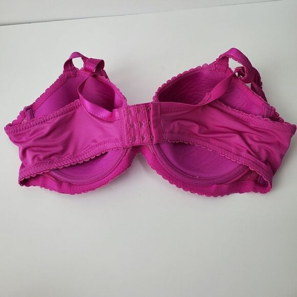 JOE BOXER WOMEN'S BRA SIZE 40C PURPLE WITH LACE FLORAL DESIGN UNDERWIRE - Picture 2 of 4